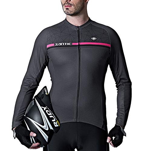 Santic Maillot Bicicleta Hombre Manga Larga MTB Maillot Ciclismo Hombre Otoño/Invierno Grey EU XXXL