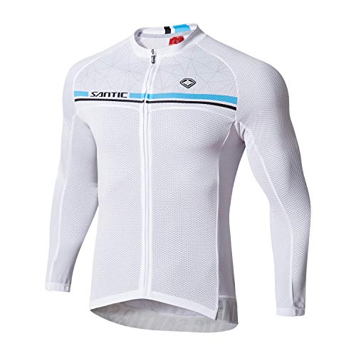 Santic Maillot Bicicleta Hombre Manga Larga MTB Maillot Ciclismo Hombre Otoño/Invierno White EU XXXL