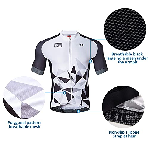 Santic Maillot Ciclismo Hombre Maillot Bicicleta con Mangas Cortas Camiseta Ciclismo Verano Blanco EU XL