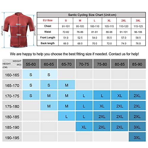 Santic Maillot Ciclista Hombre Top Ciclismo Bicicleta Bici Transpirable Secado Rápido Jersey Ciclista Yorkson Rojo EU XL