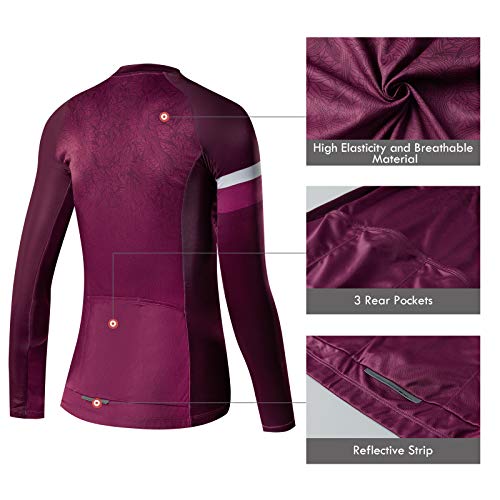 Santic Maillot Ciclista Mujer Top Ciclismo Bicicleta Bici Transpirable Secado Rápido Reflectante Jersey Ciclista Andrea Violet EU S