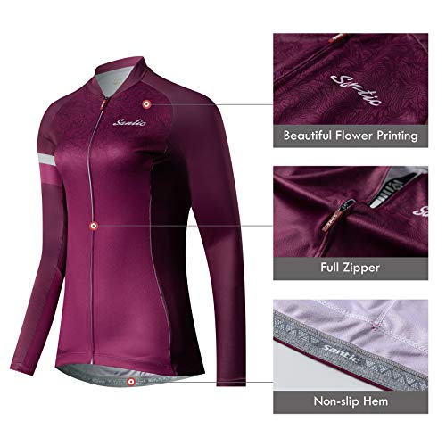 Santic Maillot Ciclista Mujer Top Ciclismo Bicicleta Bici Transpirable Secado Rápido Reflectante Jersey Ciclista Andrea Violet EU XL