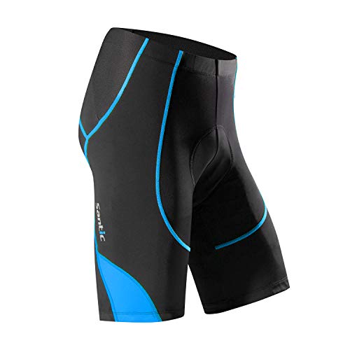 Santic Pantalon Ciclismo Hombre Corto Pantalones Bicicleta Hombre Montaña/MTB Acolchado con Badana/Almohadilla Azul EU XXL