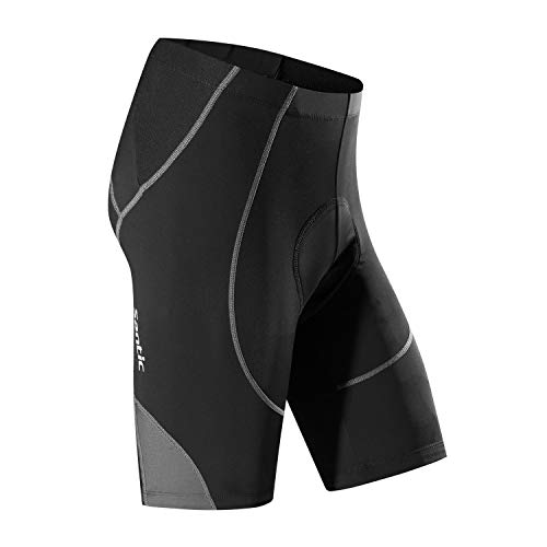 Santic Pantalon Ciclismo Hombre Corto Pantalones Bicicleta Hombre Montaña/MTB Acolchado con Badana/Almohadilla Gris EU L