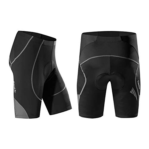 Santic Pantalon Ciclismo Hombre Corto Pantalones Bicicleta Hombre Montaña/MTB Acolchado con Badana/Almohadilla Gris EU S