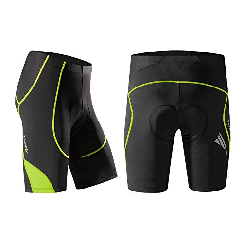 Santic Pantalon Ciclismo Hombre Corto Pantalones Bicicleta Hombre Montaña/MTB Acolchado con Badana/Almohadilla Verde EU S