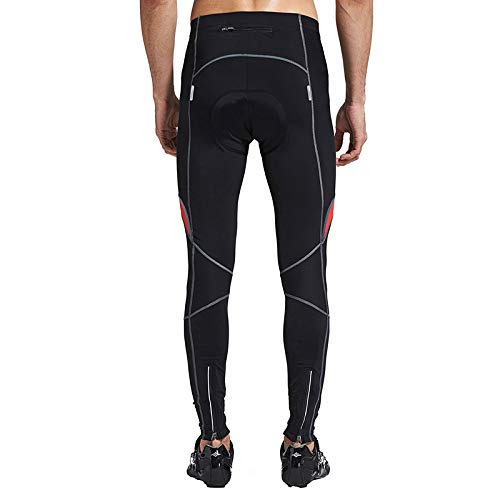 Santic Pantalon Ciclismo Hombre Largo Pantalon Bicicleta Pantalones Ciclista Hombre Largos Pantalon MTB Hombre Negro-Rojo EU XL