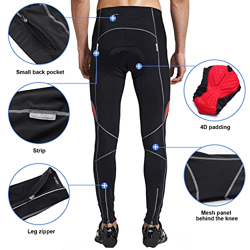 Santic Pantalon Ciclismo Hombre Largo Pantalon Bicicleta Pantalones Ciclista Hombre Largos Pantalon MTB Hombre Negro-Rojo EU XL