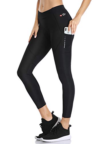 Santic Pantalon Ciclismo Mujer Culotte 3/4 Bicicleta Largo Badana Acolchado Las Medias Transpirables Antideslizante S