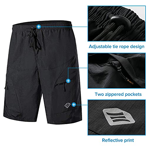 Santic Pantalon Corto Ciclismo Hombre Pantalon Bicicleta Hombre MTB Pantalones Ciclista Acolchado con Calzoncillos Ciclismo con Badana Negro EU M