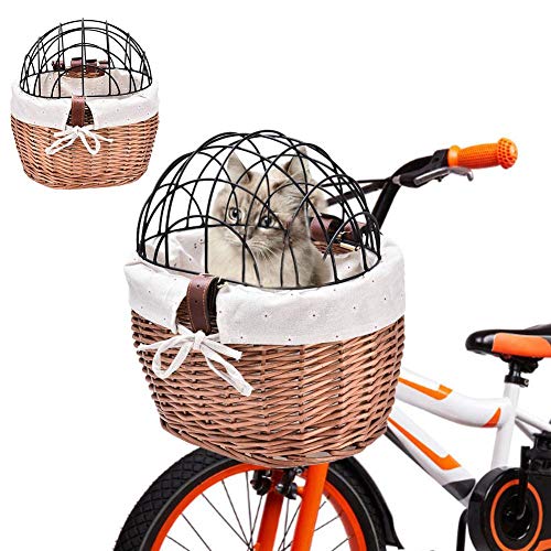 Cesta de bicicleta delantera para manubrio delantero desmontable de metal  ajustable para bicicletas adultas, almacenamiento para mascotas, perros