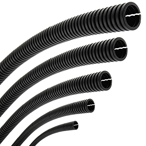 SeKi Tubo Corrugado Flexible, diámetro Interior de 4,5 mm, 5 Metros, ranurado, protección contra martas, Tubo vacío, Protector de Cables, Color Negro