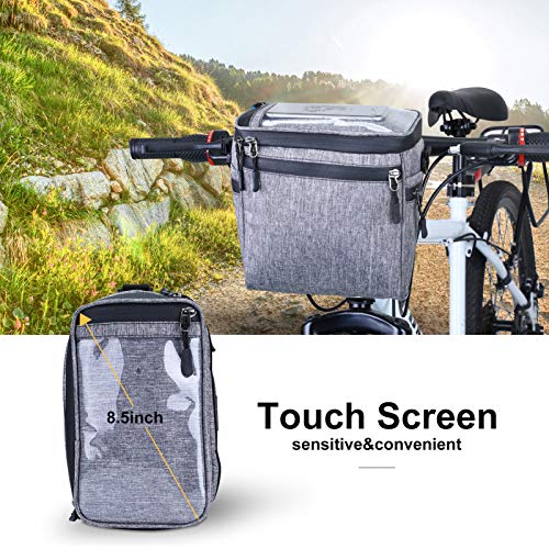 Selighting Impermeable Bolsa de Manillar de Bicicletas de Carretera y de Montaña para Ciclismo, Incluye Correa para el Hombro Extraíble y Cubierta para la Lluvia (Negro con Verde)