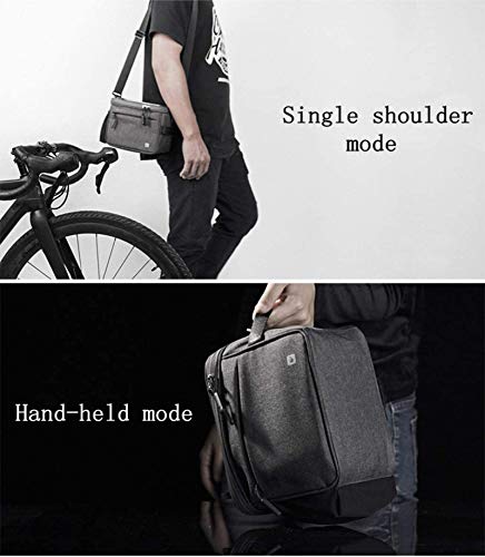 Selighting Impermeable Bolsa de Manillar de Bicicletas de Carretera y de Montaña para Ciclismo, Incluye Correa para el Hombro Extraíble y Cubierta para la Lluvia (Gris)