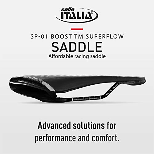 Selle Italia - Sillìn Bicicleta de Carretera SP-01 Boost TM Superflow, Rail Manganese Tubo Ø7, Sillìn Corto Road Perfomance Duro-tek, Comfort