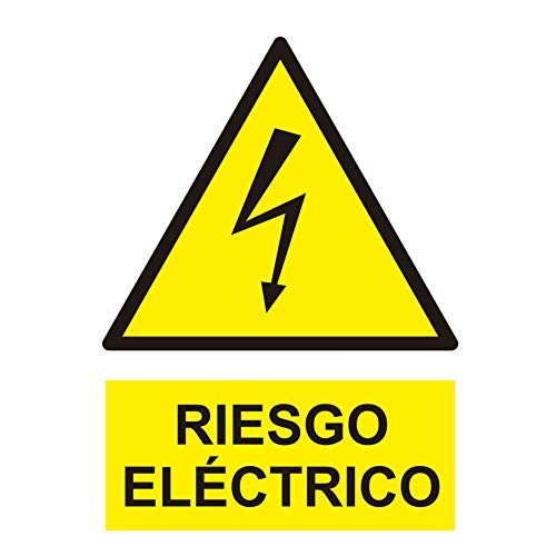 Señal adhesiva Riesgo Electrico 10x15cm Amarillo