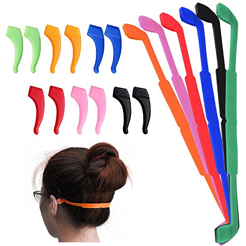 SENHAI.6 unidades de correas antideslizantes de silicona para gafas con 6 pares de ganchos de agarre a las orejas,para el deporte de niños y adultos. Colores negro, rojo, naranja, rosa, azul, verde