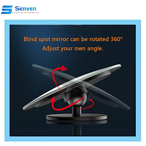 Senven® Espejo De Punto Ciego (4 Paquetes) Adhesivo Reflectante (8 Paquetes) Rimless Hd Cristal Gran Angular Girar Ajustable 360 ° Hd Espejo Retrovisor Universal，Espejo Convexo， - 12 Paquetes