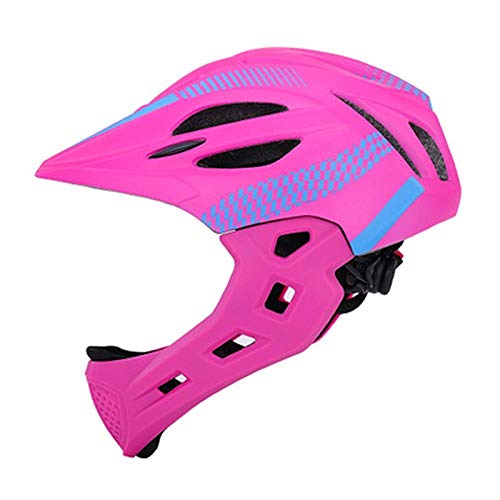 SFBBBO Casco Bicicleta Casco Desmontable para niños de Cara Completa para niños Casco para niños con mentonera y luz Trasera Protector de Seguridad para niños de Cara Completa S (42cm-52cm) Naranja