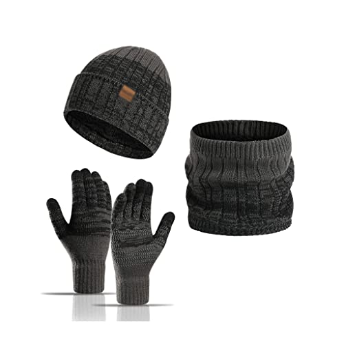 SFF Guantes Moto Sombrero Bufanda Y Guante Sistema De Guante Sombreros De Invierno 3 Piezas Cuello Cálculo Y Guantes De Pantalla Táctil For Mujeres Guantes Ciclismo (Color : Gris, tamaño : One Size)