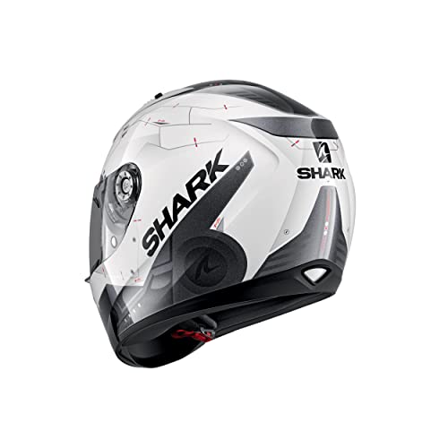 SHARK RIDILL MECCA Casco de Moto, Hombre, Blanco Negro Rojo, Medium