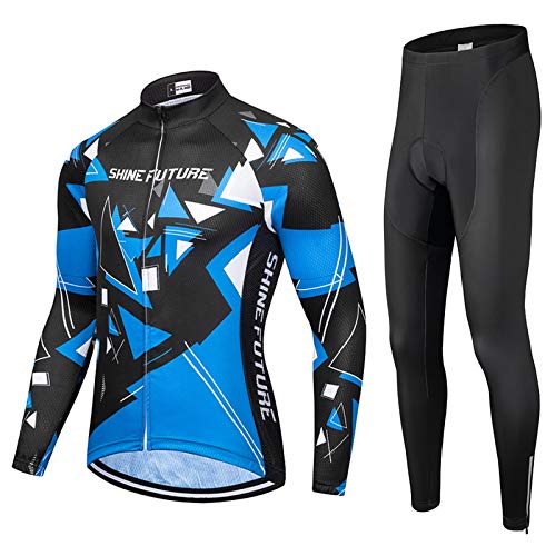 shine future Ciclismo Conjunto de Ropa Maillots de Ciclismo Hombres 3D Acolchado Gel Ropa Térmica Ciclismo Camiseta Bicicleta+Culote Ciclismo (Tipo 2, Medium)