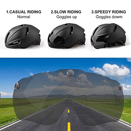 Shinmax Casco Bicicleta,Casco Bicicleta Adulto para con Magnética Visera,Casco MTB con Luz LED Recargable & Cuerda de Seguridad Reflectante,Cascos Bicicleta Montaña,Casco de Bicicleta 57-62CM (RC-088)