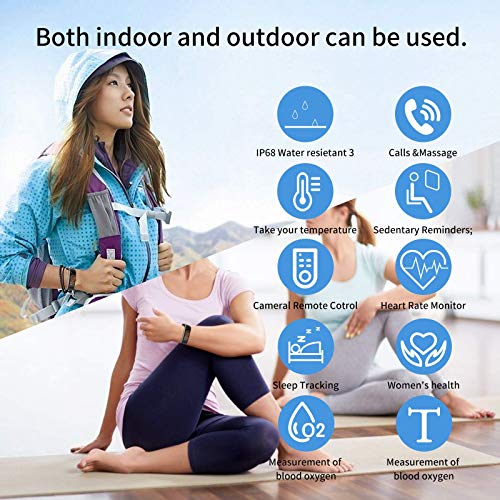 showyoo Reloj Deportivo de Frecuencia Cardíaca, Oxígeno en Sangre, Presión Arterial, Temperatura, Pulsera de Actividad Monitor Sueño, IP68 Reloj Inteligente Podómetro Calorías Smartwatch Hombre Mujer