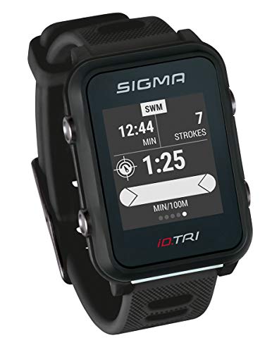 Sigma Sport ID.Tri Reloj de triatlón con características de Entrenamiento y competición, navegación, notificaciones Inteligentes, Ligero y a Prueba de Agua, Incl. Soporte de Bicicleta, Black,