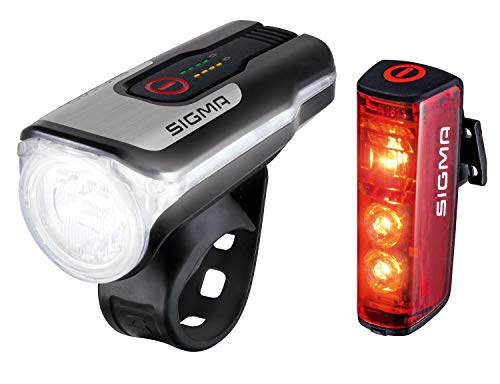 SIGMA SPORT - Juego de Luces LED para Bicicleta Aura 80 y Blaze | homologadas por la StVZO luz Delantera y Trasera con función de Freno.