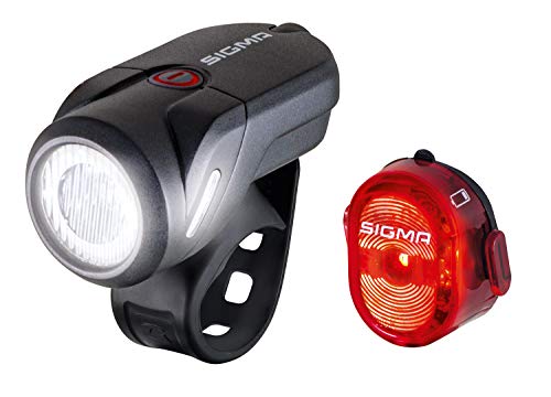 SIGMA SPORT - Set de faros de bicicleta LED Aura 35 y NUGGET II | Faro delantero y faro trasero con batería que cumplen la normativa alemana de tráfico