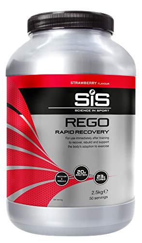 SiS REGO Bebida para Deportista de Recuperación Completa en Polvo para Batidos con Proteínas y Carbohidratos, Sin Lactosa y Sin Gluten, 2.5 kg (50 porciones), Fresa