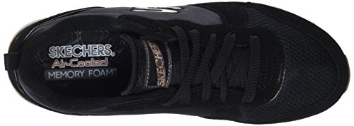 Skechers Retros-OG 85-Goldn Gurl, Zapatillas de Deporte Mujer, Negro (BLK Black Suede/Nylon/Mesh/Rose Gold Trim), 38 EU