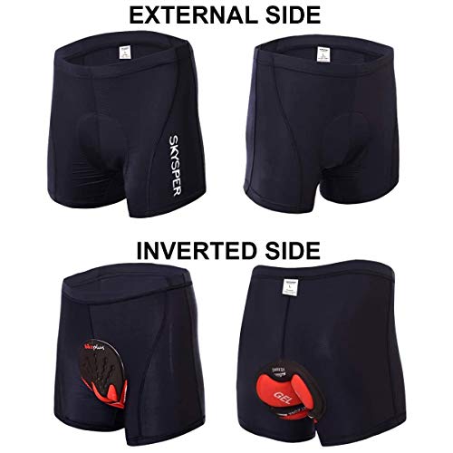 SKYSPER Calzoncillos Ropa Interior Ciclismo para Hombres Culote Pantalones Cortos Deportivos Gel 3D Acolchada para MTB Ciclismo Bicicleta al Aire Libre Transpirable Secado Rápido