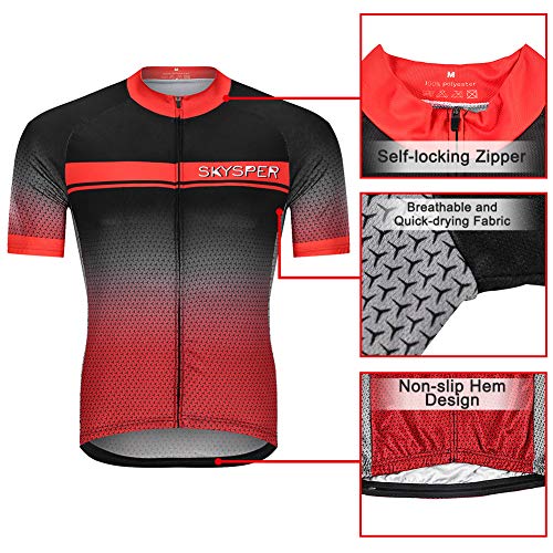 SKYSPER Ciclismo Maillot Hombres Jersey + Pantalones Cortos Culote Mangas Cortas de Ciclismo Conjunto Ropa Equipacion 3D Gel Acolchado Transpirable Verano para Deportes al Aire Libre Ciclo Bicicleta