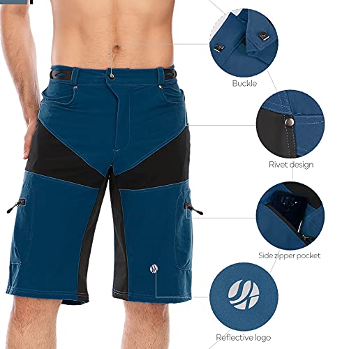 SKYSPER Pantalones Cortos de MTB, Pantalones Cortos de Ciclismo para Hombre con Bolsillos Pantalones Cortos de Bicicleta de Montaña Transpirable para Senderismo Correr Deporte al Aire Libre