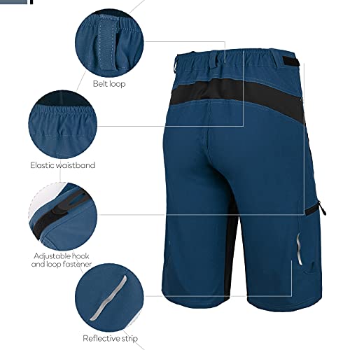 SKYSPER Pantalones Cortos de MTB, Pantalones Cortos de Ciclismo para Hombre con Bolsillos Pantalones Cortos de Bicicleta de Montaña Transpirable para Senderismo Correr Deporte al Aire Libre