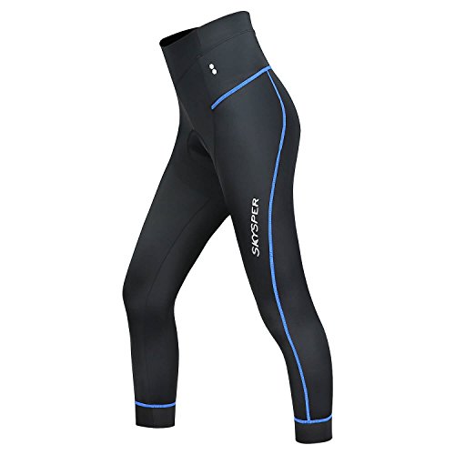 SKYSPER Pantalones Mallas de Ciclismo para Mujer 3/4 Culotte Deportivos con 3D cojín de Esponja Secado rápido Transpirable Leggings Medias para Bicicleta Ciclismo Bici Profesional