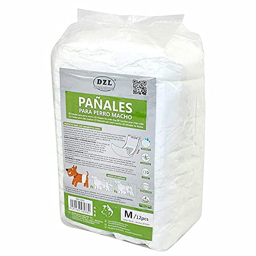 SMELL & SMILE Pañales Desechables para Perro Pañales para Perros Macho Pañal Sanitarios para Perro Mascotas Bragas Higiénicas Suaves absorbentes (M-20.5 * 61 CM)