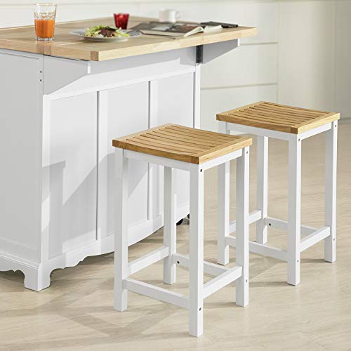 SoBuy FST29-WNx2 2 x Taburetes de Bar Cuadrado Silla Cocina Madera de Caucho y Pino ES