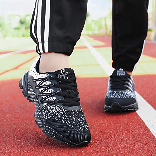 SOLLOMENSI Zapatillas de Deporte Hombres Running Zapatos para Correr Gimnasio Sneakers Deportivas Padel Transpirables Casual Montaña 47 EU A Negro