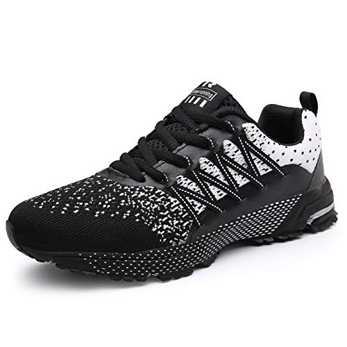 SOLLOMENSI Zapatillas de Deporte Hombres Running Zapatos para Correr Gimnasio Sneakers Deportivas Padel Transpirables Casual Montaña 47 EU A Negro