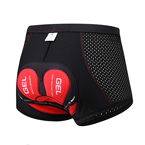 SOLO ACTFIT Pantalones Cortos de Ciclismo para Hombre Bicicleta Ciclismo Ropa Interior Pantalones Cortos Rspirables y Ligeros con 3D Gel Acolchado MTB Bicicleta Pantalones Cortos (Rojo, M)