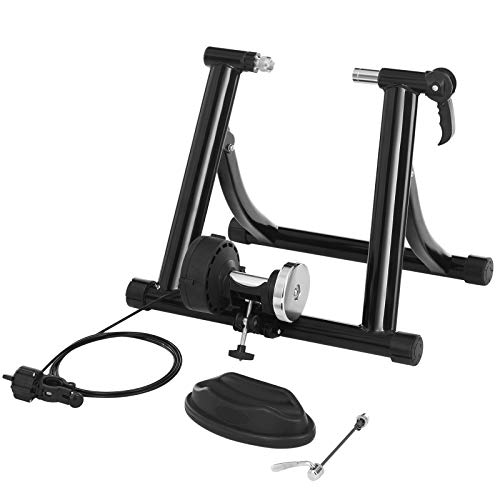 SONGMICS Rodillo de bicicleta, Rodillo magnético de ciclismo, con rueda de reducción de ruido, Plegable para un fácil almacenamiento, Negro SBT01B