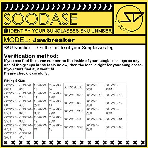 SOODASE Para Oakley Jawbreaker Gafas de sol Amarillo Transparente Lentes de repuesto