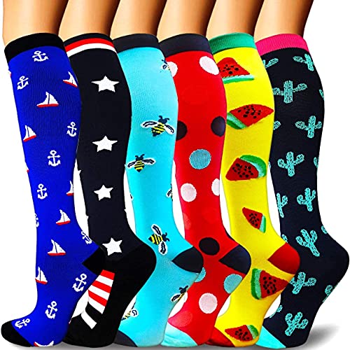 CAMBIVO - 6 Pares de Calcetines de Compresion para Mujer y Hombre, Calcetines  Compresivos Deportivos, Medias de Compresión para Deporte, Running,  Baloncesto, Fútbol, Trabajo, Viaje (Azul, L-XL) : : Moda