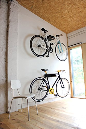 Soporte de bicicleta V shelf negro, con placas de madera diversos (abedul)