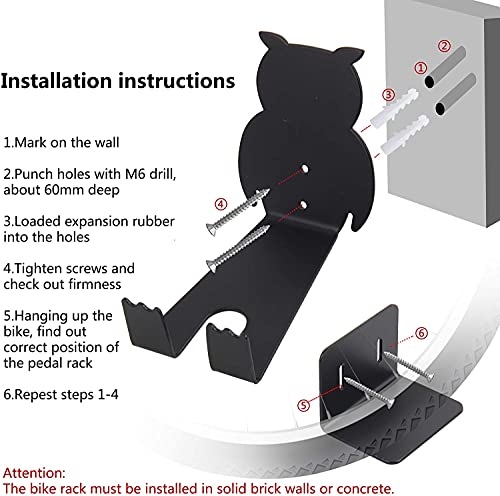 Soporte de Pared Para Bicicleta, 3 En 1, Gancho de Pared para Colgar Bicicleta, Pared con Ángulo de Apoyo y Almohadillas Protección de Pared, Fácil de Instalar