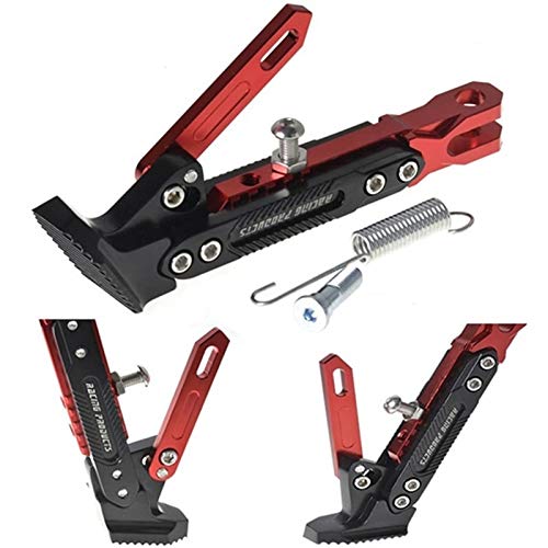 Soporte Lateral Moto Motocicleta universal ajustable pata de cabra pie Brace Aparcamiento soporte de pie Pie soporte lateral for YAMAHA NMAX NMAX Pata De Cabra ExtensióN (Color : Red)