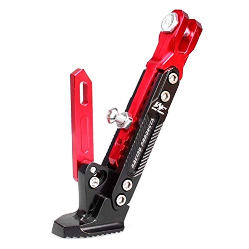 Soporte Lateral Moto Motocicleta universal ajustable pata de cabra pie Brace Aparcamiento soporte de pie Pie soporte lateral for YAMAHA NMAX NMAX Pata De Cabra ExtensióN (Color : Red)